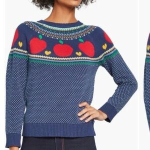 ModCloth retro look cotton apple fair isle knit sweater women’s size Medium